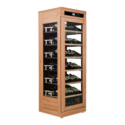 Καλή τιμή Premium Oak Finish Wood Wine Cooler με χωρητικότητα 60 μπουκαλιών και ρυθμιζόμενα ξύλινα ράφια σε απευθείας σύνδεση