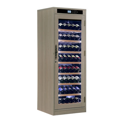 Καλή τιμή Ανθεκτικό ψυγείο κρασιού από μασίφ ξύλο σε ανοιχτό γκρι χρώμα με αφαιρούμενα ξύλινα ράφια, ψηφιακό πάνελ αφής και επίπεδο θορύβου κάτω από 42 dB σε απευθείας σύνδεση